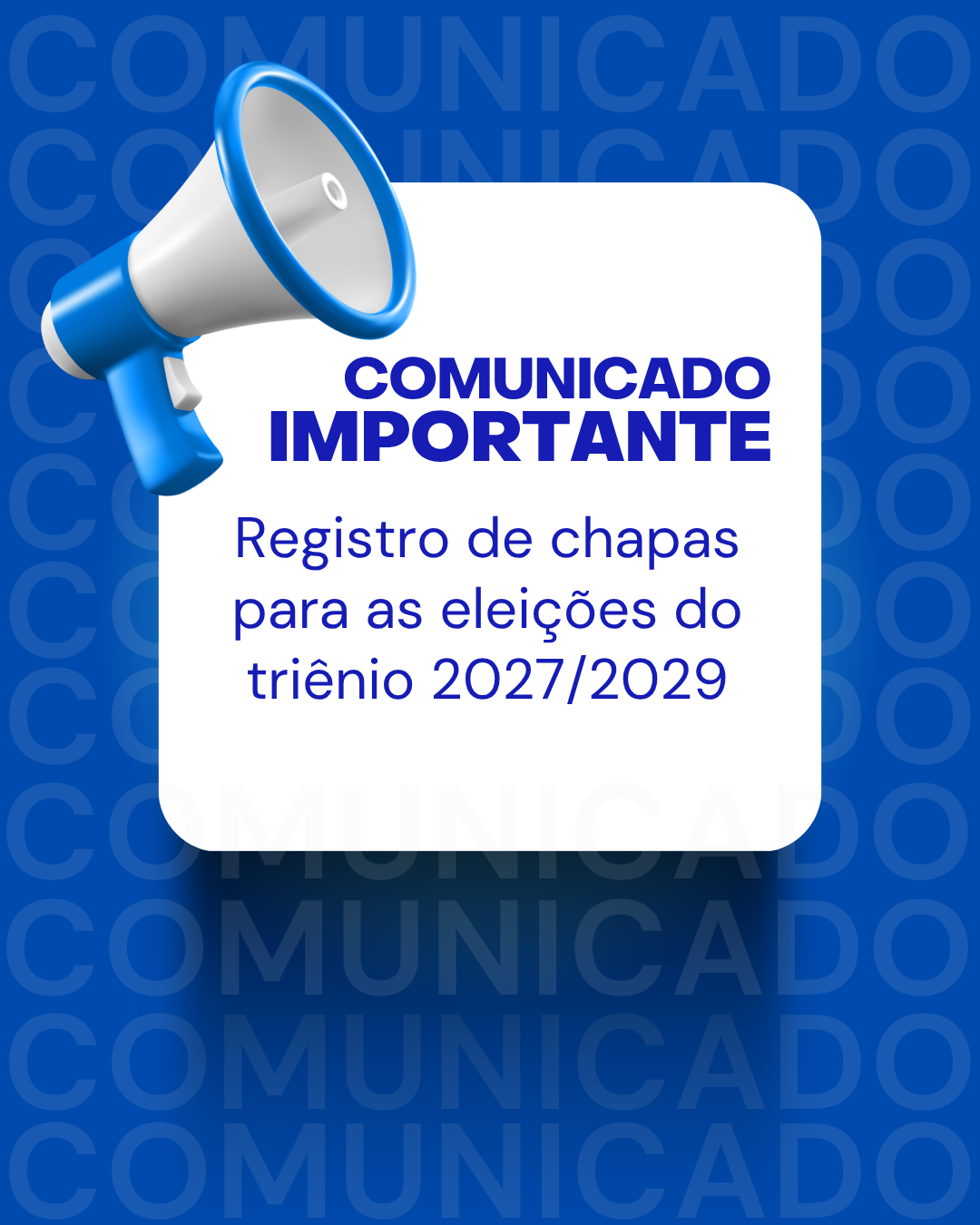 Registro de chapas para as eleições do triênio 2027/2029